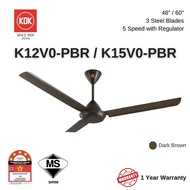 KDK K15V0-PBR/K12V0-PBR Regulator Ceiling Fan 60"/48" (Dark Brown)