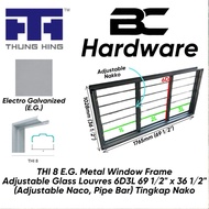 THI 8 E.G. Metal Window Frame Adjustable Glass Louvres 6D3L 69.5" x 36 1/2" (Adjustable Naco, Pipe B