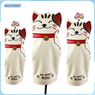 [mojotorw7] Golf Club Head Covers Driver Fairway Hybrid Cover PU Leather Golf Wood Headcover