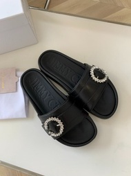 Jimmy Choo 黑色水晶 拖鞋