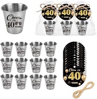 MyGiftHub 40th Birthday Party Favors Bulk 12-Pack Stainless Steel Shot Glasses, 2oz Mini Cups with O