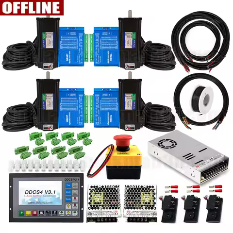 4-Axis DDCS4 V3.1 Offline CNC Controller Kit with 3N.m Closed Loop Stepper Motors, HBS57 Drives, Mea