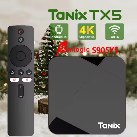 Tanix TX5 Android14 TV Box Amlogic S905Y5 Quad Core 16/32/64GB AV1 BT5 2.4G&5G Wifi 4K HDR Set Top B