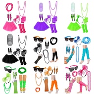 1980s Prom 80s Accessories Headband Gloves Knee Pads Bracelet Glasses Set 80s Prom Dress Up