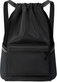 Valleycomfy Drawstring Backpack Sports Gym Backpack with Reflective Strips Water-Resistant String Be