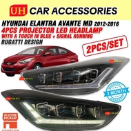 HYUNDAI ELANTRA AVANTE MD 2012 - 2016 BUGATTI DESIGN 4 PCS PROJECTOR LED HEADLAMP WITH A TOUCH IN BL