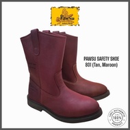 PAWSU Leather Safety Boots P801 Oil Resistant Heat Resistant/Maroon and Tan Color