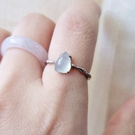 親翠 天然翡翠 冰睛水滴蛋925優雅竹節銀戒