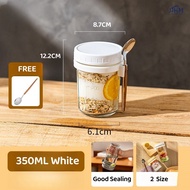 SG Stock] Oatmeal Cup | Breakfast Cereal Oats Cup | Mason Glass Jar with Spoon | Leak Proof Parfait 