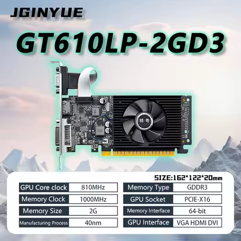JGINYUE GT610 2GB GDDR3 PCIeX16 2.0 GeForce VGA HDMI DVI 64Bit 1800MHz GT610 GPU Graphics Card Daily