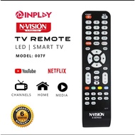 Inplay/Nvision Smart TV Remote control 007F Model Compatible Also Basic TV