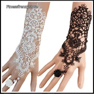 [FF] 1pc Women Goth Rose Beads Flower Lace Slave Glove Adjustable Ring Long Bracelet [TH]