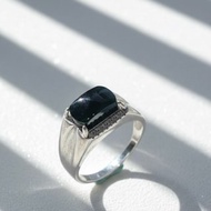 墨翠翡翠馬鞍戒指 925純銀 | 天然緬甸玉A貨翡翠 | 送禮