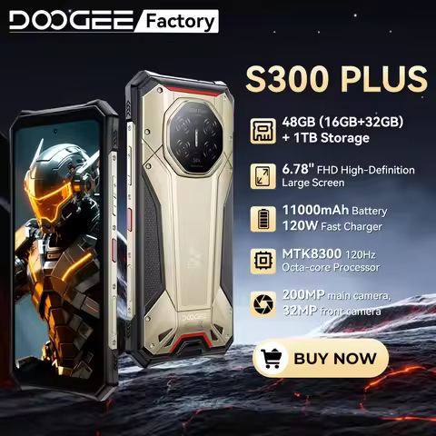DOOGEE S300 Plus 5G Rugged Phone Dimensity 8300 Octa-core 6.78" 120HZ Display 48GB+1TB 200MP 11000mA