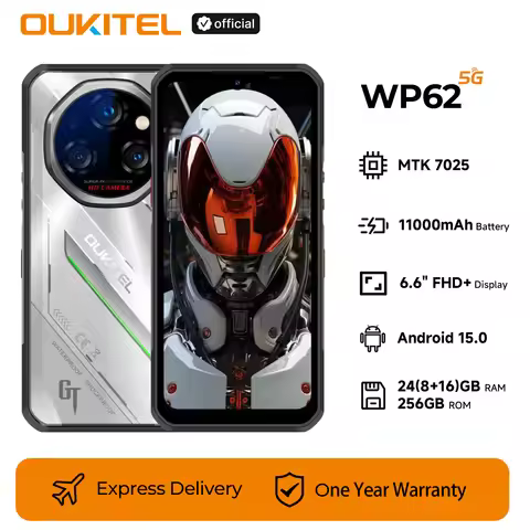 Oukitel WP62 11000mAh 5G Rugged Smartphone 24GB(8+16) +256GB ROM, 6.6" FHD+ 108MP Camera Mobile Phon
