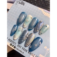Chiclaws_id press on nails blush blue 3D y2k | Contemporary y2k vase nails blue blink