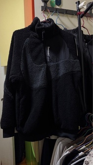 Nike Big Swoosh Jacket - Black Grey (毛毛面)