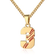 Baseball Number Necklace for Men 00-99 Athletes Jersey Number Necklace Stainless Steel Gold Plated C