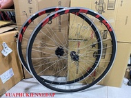 Bộ vành xe đạp 700c Cao 3cm Đan sẵn Moay ơ TIRALPRO cối nổ to Líp thả Phanh U V 5 Bạc đạn 6 cá Cao c