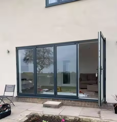 Home Door Hurricane Proof Exterior Bi Folding Door Double Glass Aluminum Patio Bifold Doors Balcony 