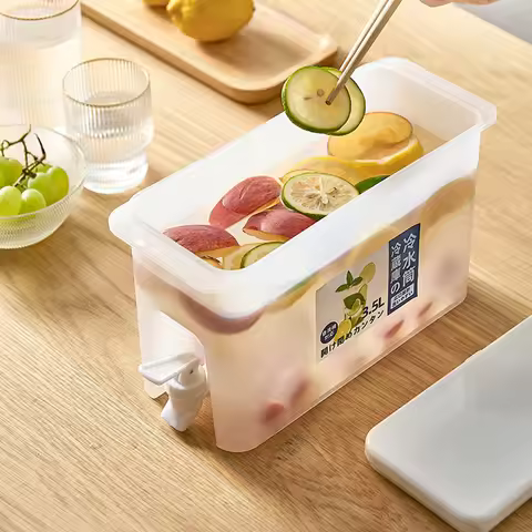 Water Kettle With Faucet Beverage Dispenser Cold Juice Lemonade Drinks Bucket Liquid Storage Tank Ou