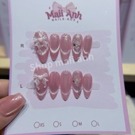 SA [V02] Cat eye nails with sequins mixed with elegant bows, gia re nails. Beautiful nails (with acc