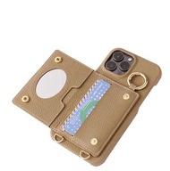 [設計師精選/高效能] 相容於 iPhone 12pro 後袋型手機殼 智慧型手機肩帶 卡儲存與方便的鏡子付款