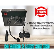 show HS03+ PW100A headset microphone phantom power