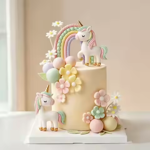 Unicorn Cake Topper Rainbow Cloud Unicorn Birthday Cake Decoratings Baby Shower Girl Kids Gift Cake 