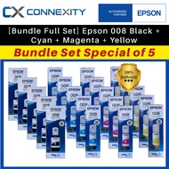 [Bundle Sets x5] Epson 008 Ink Bottle Black Cyan Yellow Magenta Epson 008 Ink Epson Ink 008 Epson In