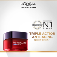 LOreal Paris Revitalift Triple Action Anti-Wrinkles + Firmness Moisturizing Night Cream Skin Care - 