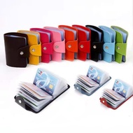 (24 Slot) Men PU Leather Business Card Holder Men Women Credit Card Holder Bag Wallet