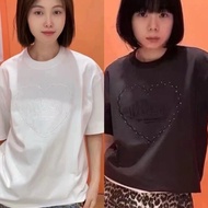 Ganni Ladies Top - Heart Embroidery Loose Fit Casual T-shirt