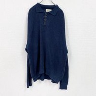 90 年代 Eddie Bauer 棉質針織毛衣，有領，藏藍色，XL 號。