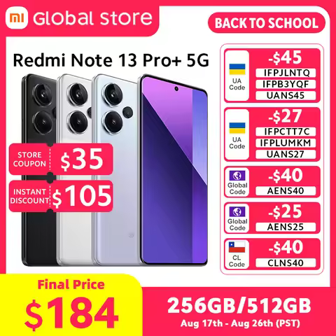 Global Version Xiaomi Redmi Note 13 Pro Plus 5G Smartphone NFC 120W HyperCharge MediaTek Dimensity 7