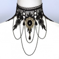 Black Lace Lace Lace Necklace Necklace Necklace Necklace choker Women Clavicle Chain Tassel Collar W
