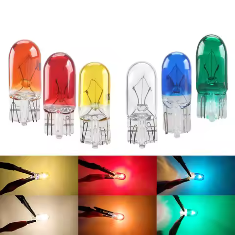 10Pcs T10 W5W LED Car Light Bulb Reading Light Car Halogen Bulb 194 168 For Car Gap Light Amber Blue