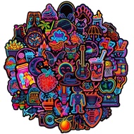 50 Helaian Pelekat Neon Kreatif DIY Notebook Bagasi Papan Skateboard Cawan Air Hiasan Kalis Air Pele