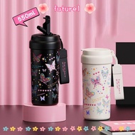 FUTUREE Water Cup, Butterfly with Tea Strainer Flask Tumbler, Cute 550ML Stainless Steel Vacuum Insu