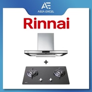 RINNAI RH-C91A-SSVR 90CM CHIMNEY HOOD WITH TOUCH CONTROL + RINNAI RB-7302S-GBS 2-BURNER TEMPERED GLASS GAS HOB