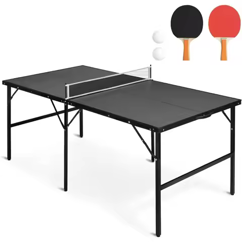 6x3 ft Mid Size Portable Ping Pong Table for Indoor and Outdoor Use Folding Table Tennis Table with 