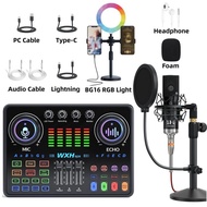 DJ20 Mobile Phone English Live Sound Card Full Set Computer Recording k Song BM800 Microphone