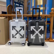 Off-white x RIMOWA Classic Transparent Suitcase New Style Suitcase 66.6cm Boarding Case Password Case Student Suitcase Black White Two-Color Carton Packaging