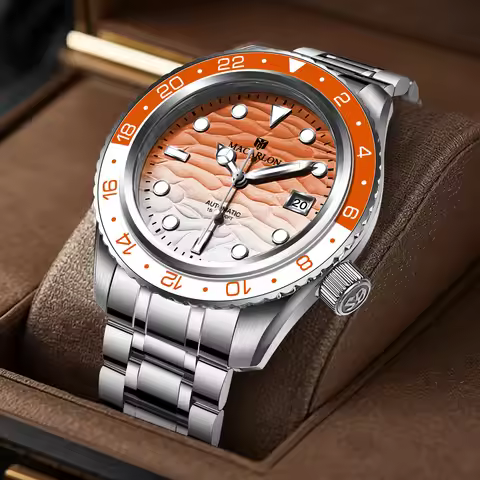 MACARLON Design New 44MM Mechanical Diving Watch Men's Sapphire Luminous Bezel Men Watch Waterproof 