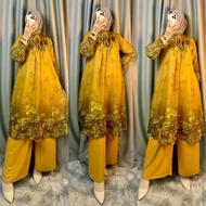 Set Long tunik salsabila ceruty premium full furing hyget kaos resleting depan busui friendly TUNIK