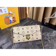 MCM0101 Beige Classic logo Chain Bag