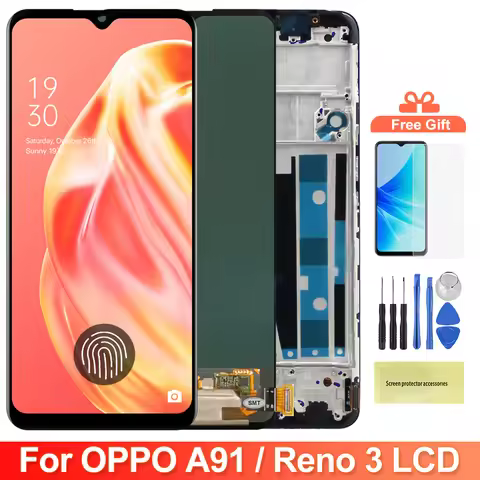 Reno 3 OPPO Reno3 CPH2043 Display Screen with Frame, for Oppo A91 CPH2001 CPH2021 Lcd Display Digita