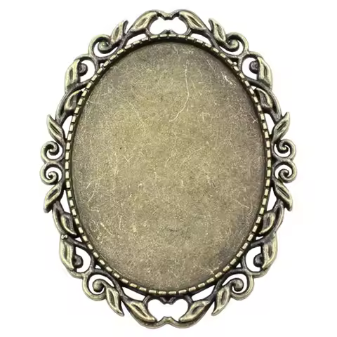 Fit 30x40mm Vintage Oval Blank Setting Bezel Blank Base Cabochon Brooch with Base For DIY Brooch 3pc