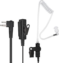Accessoryway Replacement 2 Pin Acoustic Tube Surveillance Headset Earpiece with PTT/Mic Compatible w