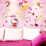 Pelekat dinding Hello Kitty bilik tidur kartun hangat kanak-kanak hiasan lukisan dinding di tepi kat